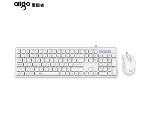 愛(ài)國(guó)者(aigo）MK8600白色 鍵鼠套裝 有線(xiàn)鍵鼠套裝 辦公鍵鼠套裝 鼠標(biāo) 筆記本鍵盤(pán) 商務(wù)鍵鼠套裝